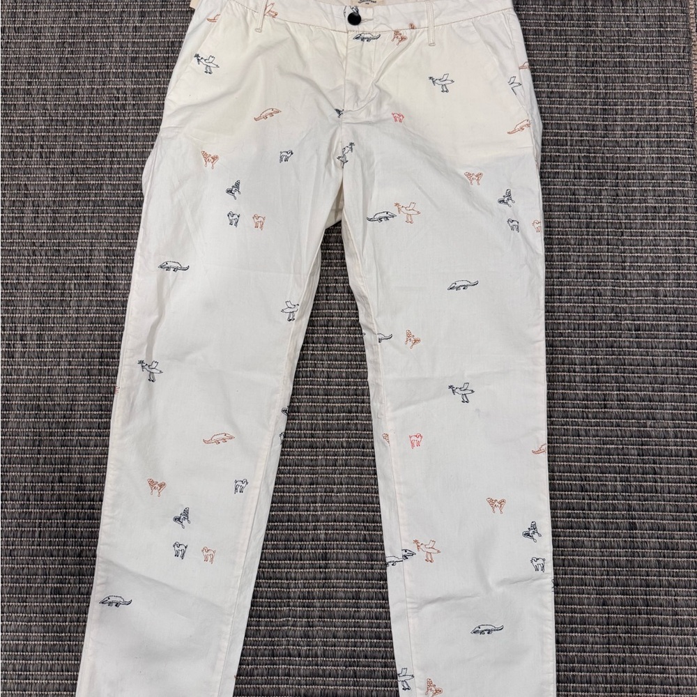 Bellerose Cream Pants with Multicolor Animal Print